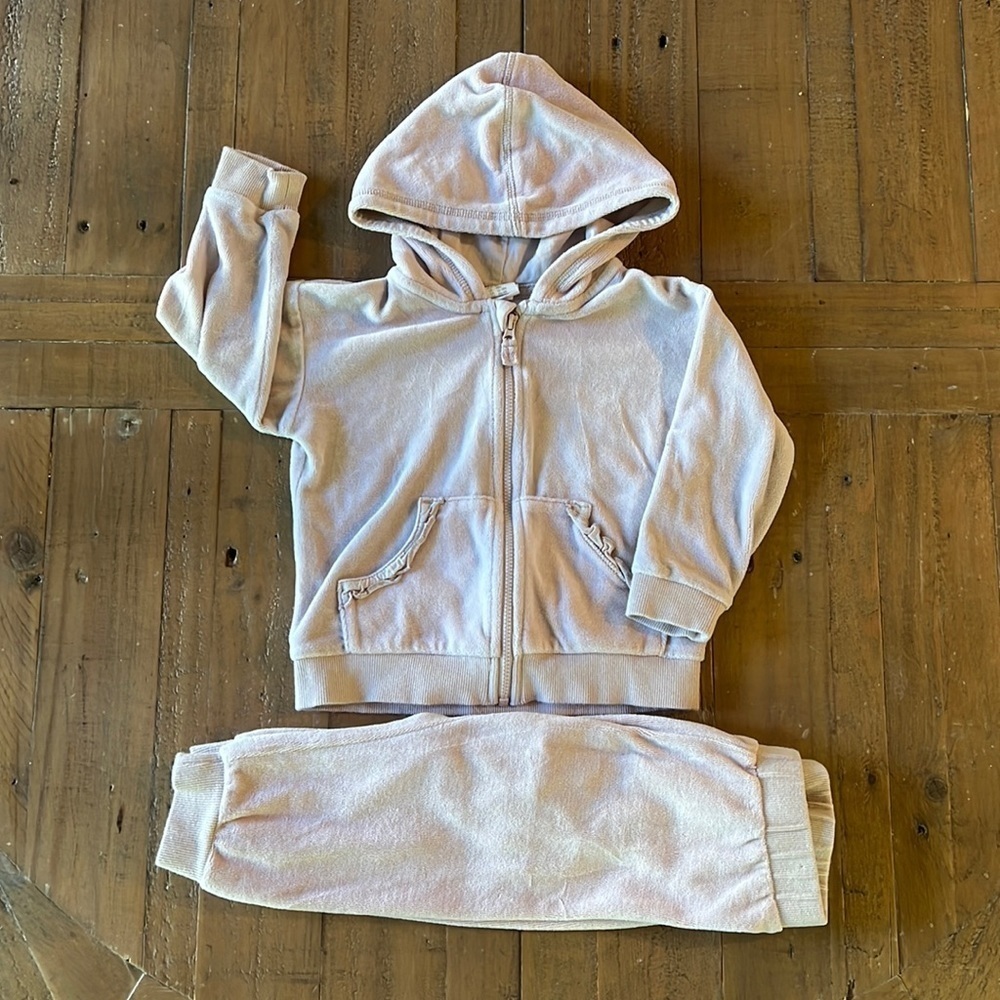 H&M pale pink velour jacket and jogger set